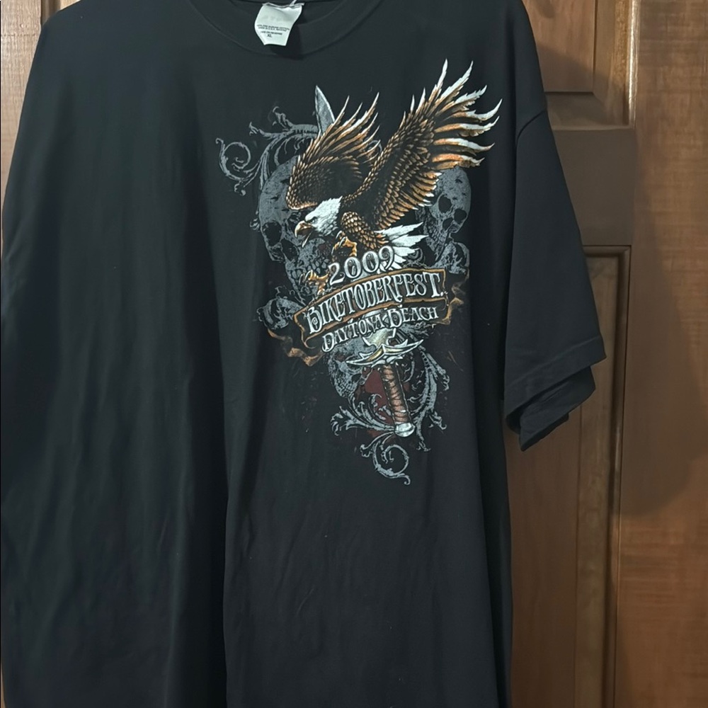 Daytona Beach Biketoberfest 2009 Black Short Sleeve Tee Eagle Graphic